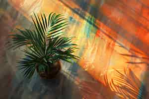 Free photo view of green palm tree species with beautiful foliage