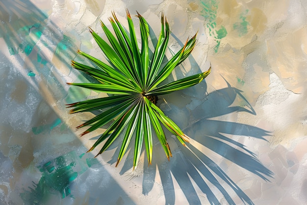 View of green palm tree species with beautiful foliage