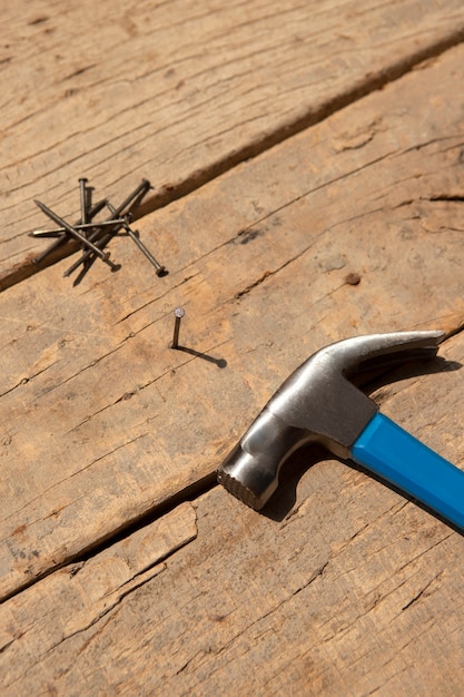 Free photo view of hammer for construction