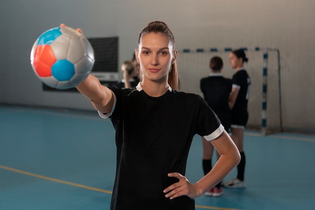 View of handball player