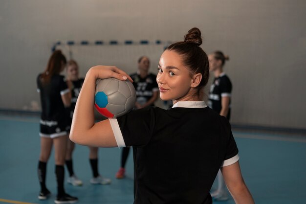 View of handball player