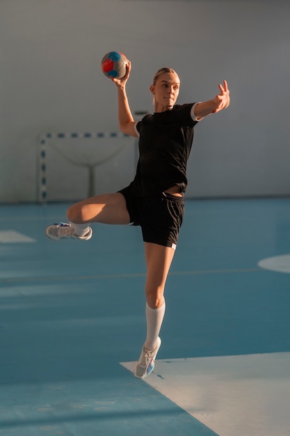 Free photo view of handball player