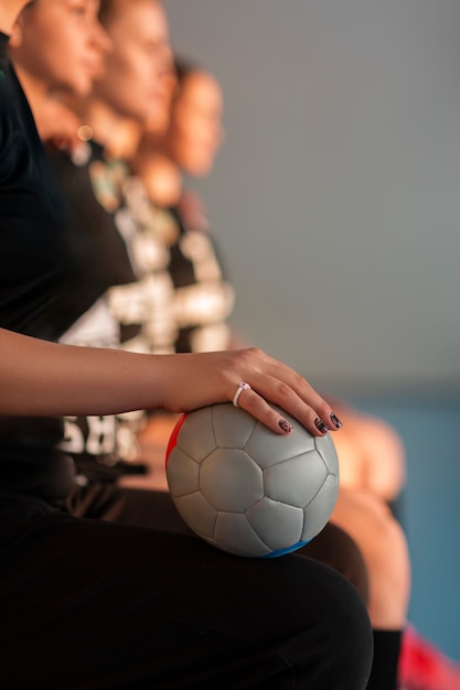 Free photo view of handball players on the court