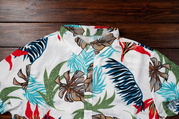 View of hawaiian shirt with floral print