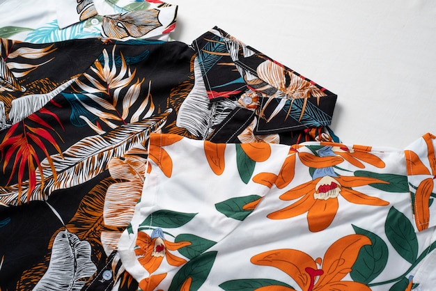 Free photo view of hawaiian shirts with floral print