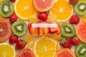 Free photo view of healthy food incased in pill shaped container