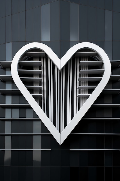 Free photo view of heart shape on building wall