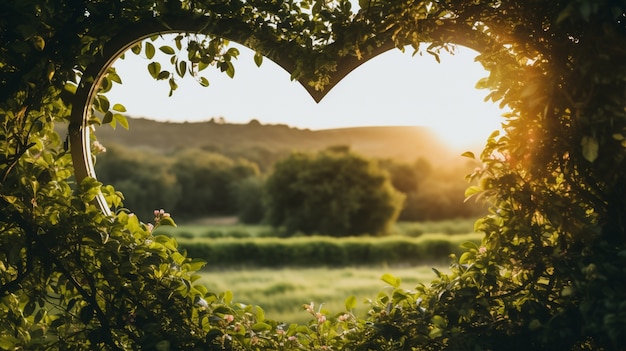 Foto gratuita vista a forma di cuore fatta di foglie e vegetazione