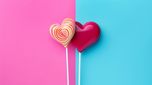 Free photo view of heart shaped sweet lollipop