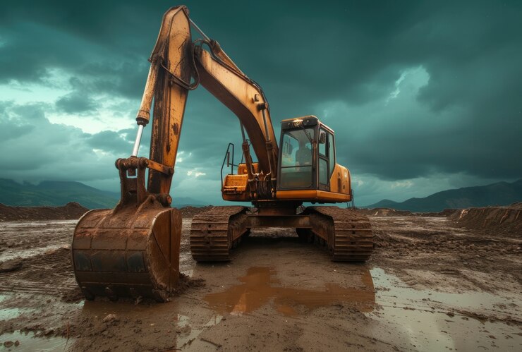 View of heavy machinery used in the construction industry