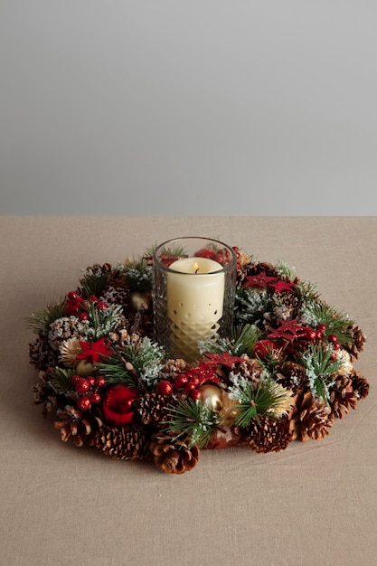 Free photo view of holiday themed wreath