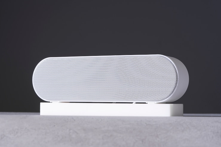 Free Photo view of horizontal bluetooth speaker with simple and minimal modern design