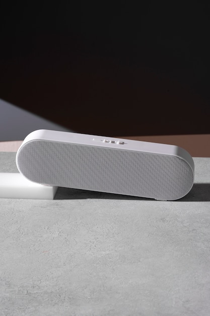 View of horizontal bluetooth speaker with simple and minimal modern design