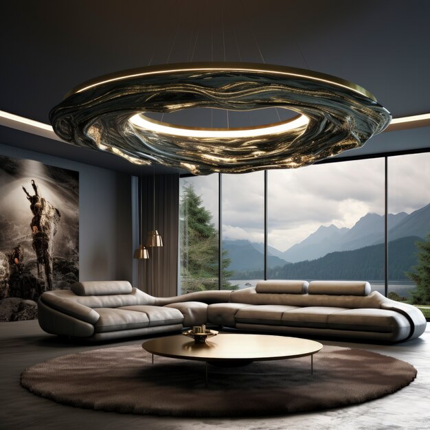 View of house lamp with futuristic design