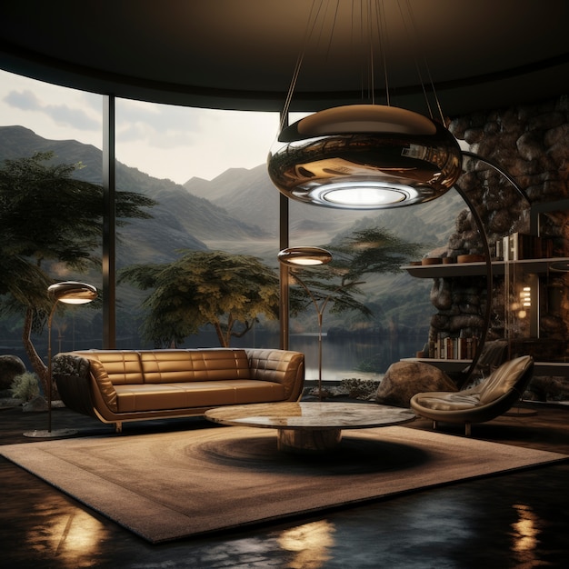 Free photo view of house lamp with futuristic design