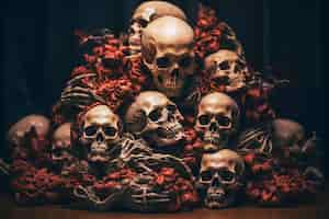 Free photo view of human skeleton skulls