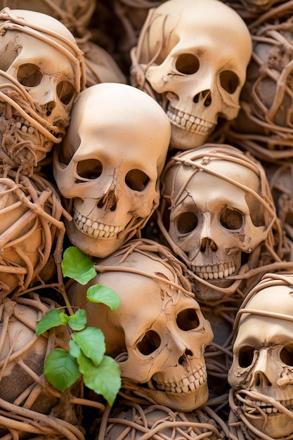 Free photo view of human skeleton skulls