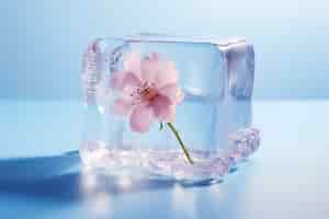 Free photo view of ice cube with flower