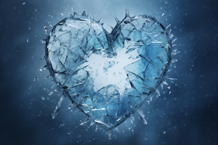 Free Photo view of icy broken heart