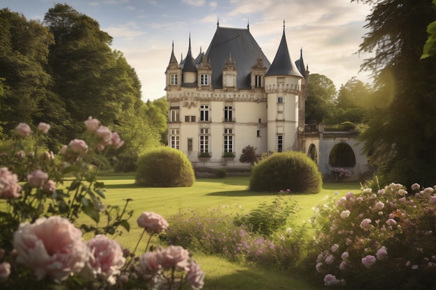 Foto gratuita vista dell'imponente castello con paesaggio naturale