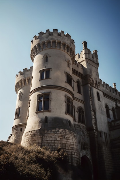 Free photo view of imposing castle with natural landscape