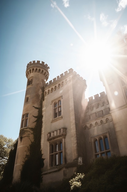 Foto gratuita vista dell'imponente castello con paesaggio naturale