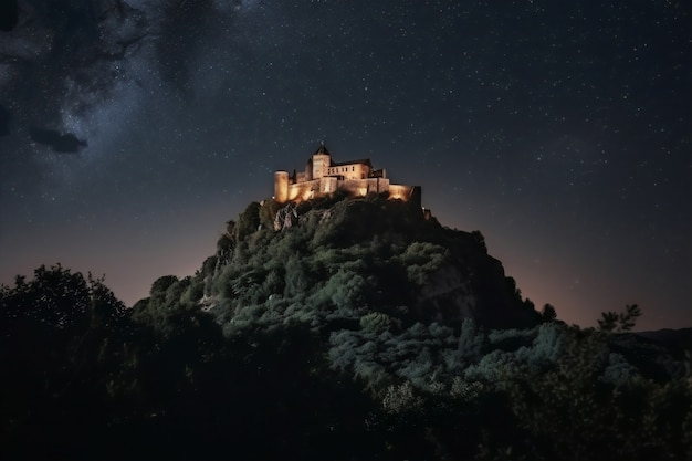 View of imposing castle with natural landscape