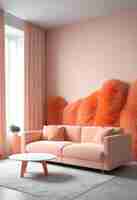 Free photo view of interior design space with color of the year furnishings and decorations