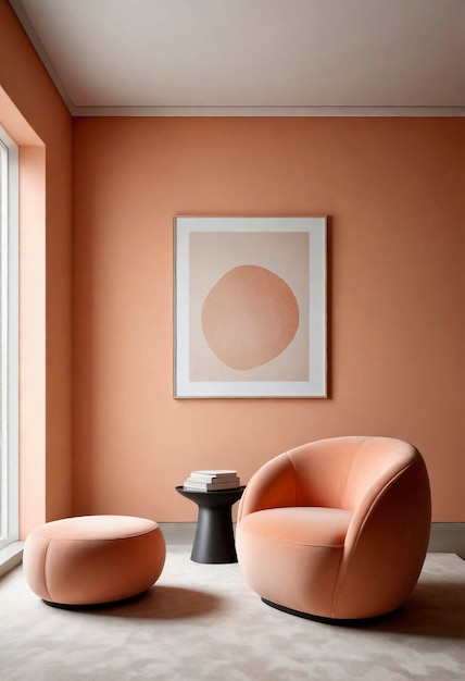 年の色の家具と装飾のインテリアデザインスペースのビュー