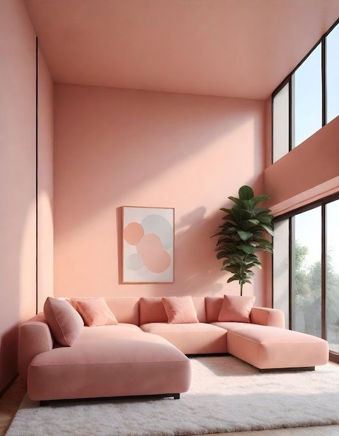 Foto gratuita vista dello spazio di design interno con arredi e decorazioni del colore dell'anno