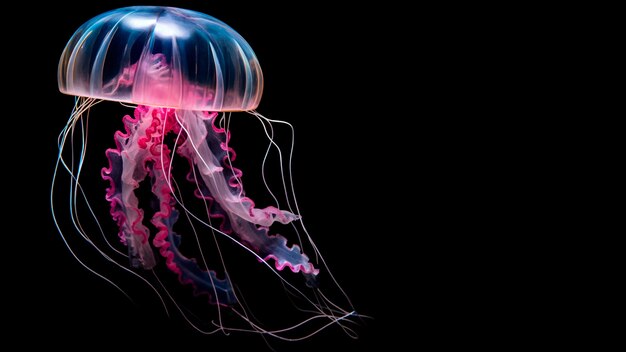 View of jellyfish swimming in water with copy space