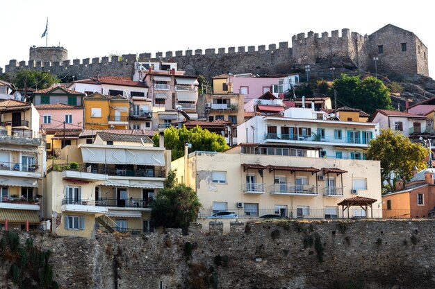 View of the Kavala Fort on a hill, Greece