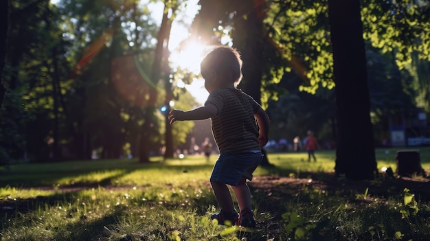 Vista di un bambino che pratica un'attività di salute e benessere