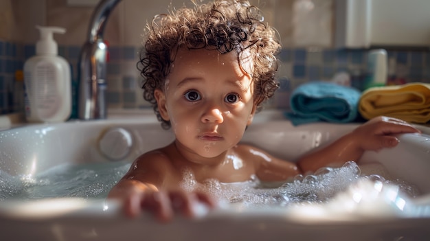 Foto gratuita vista di un bambino che pratica un'attività di salute e benessere