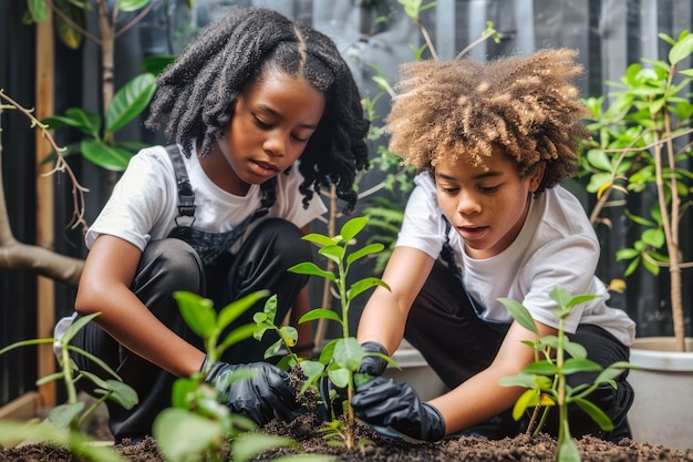 Free photo view of kids practicing health and wellness activity