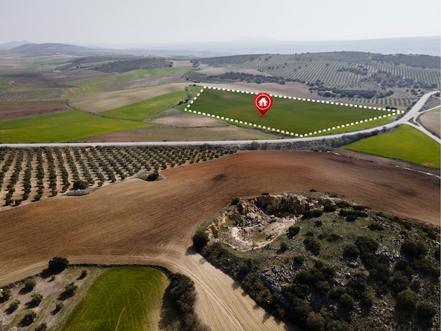 View of land plot for real estate and business development