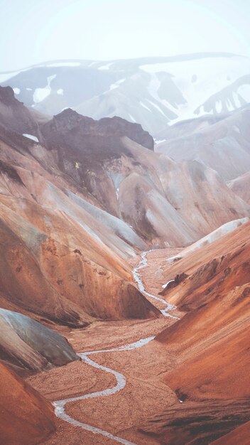 View of Landmannalaugar in the Fjallabak Nature Reserve, the Highlands of Iceland