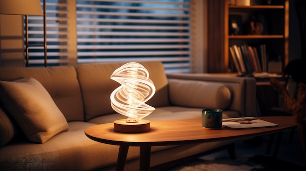 Foto gratuita vista di una lampada luminosa con un design futuristico