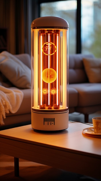 Free photo view of lighting lamp with futuristic design