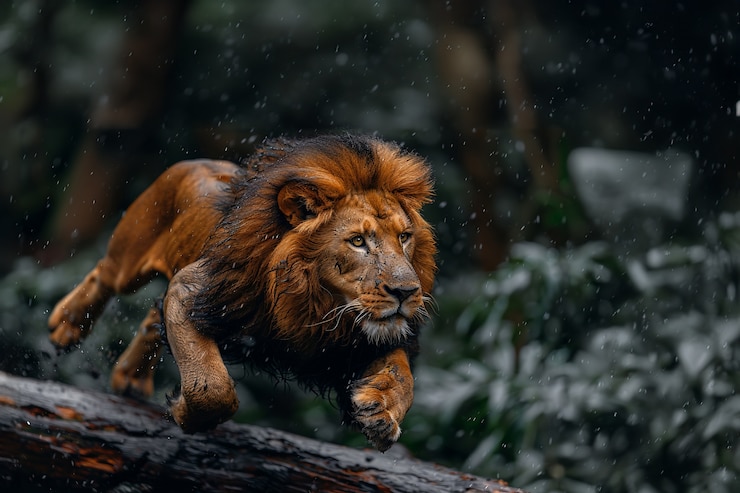 Free Photo view of lion animal in its natural habitat