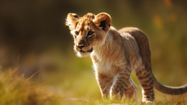 View of lion cub in the wild