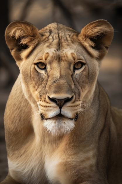 View of lioness in the wild