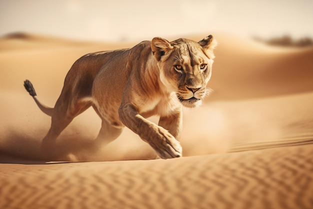 Free photo view of lioness in the wild