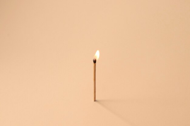 View of lit wooden matchsticks