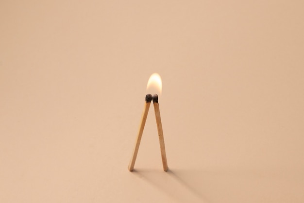 Free photo view of lit wooden matchsticks