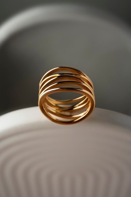 Free photo view of luxurious golden ring