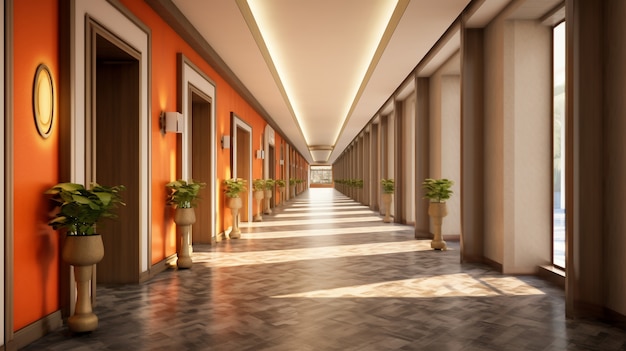 Вид на роскошный коридор отеля