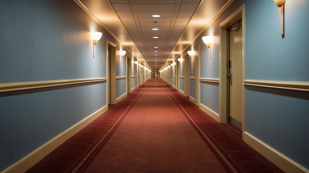 View of luxurious hotel hallway