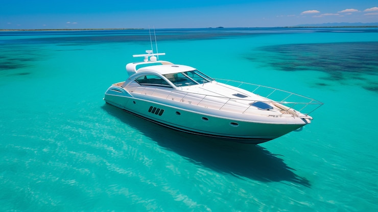 Free Photo view of luxurious yacht on water