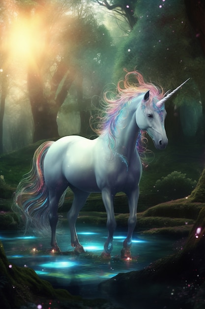 View of magical and mythical unicorn creature